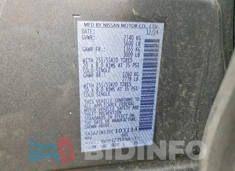 5N1AZ3BS3SC103114 Photo# 13