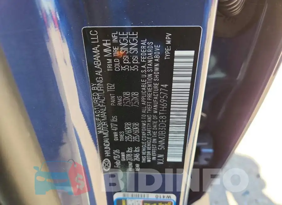 5NMJB3DE8TH695774 Photo# 13