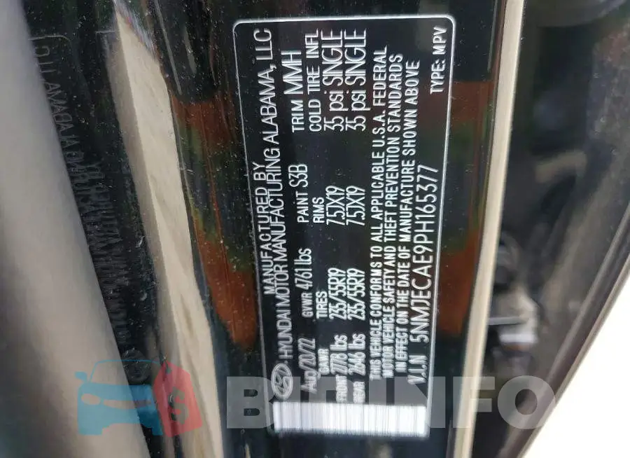 5NMJECAE9PH165377 Photo# 14