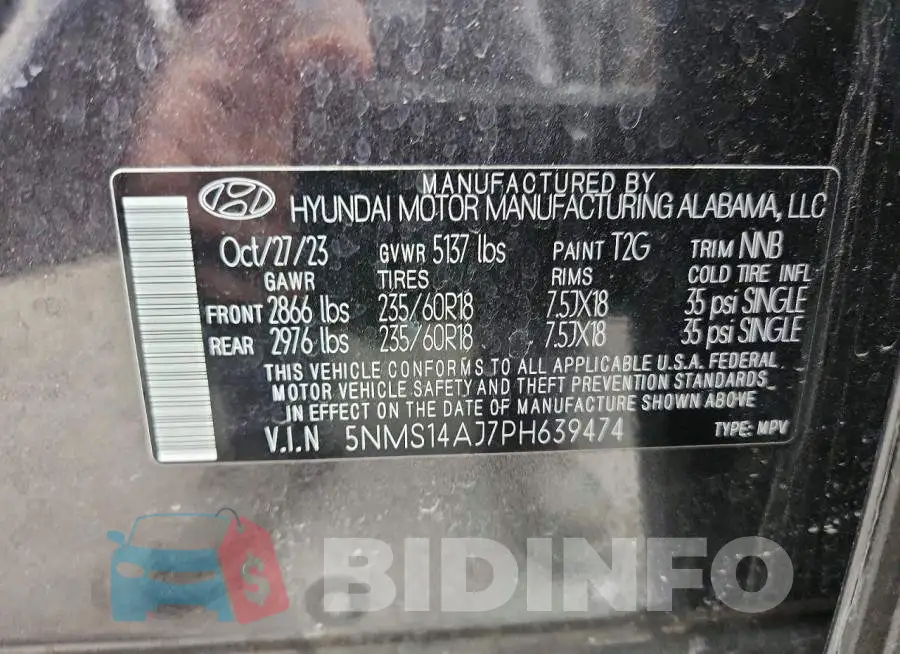 5NMS14AJ7PH639474 Photo# 13
