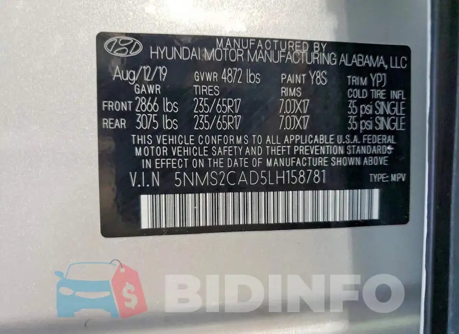 5NMS2CAD5LH158781 Photo# 13