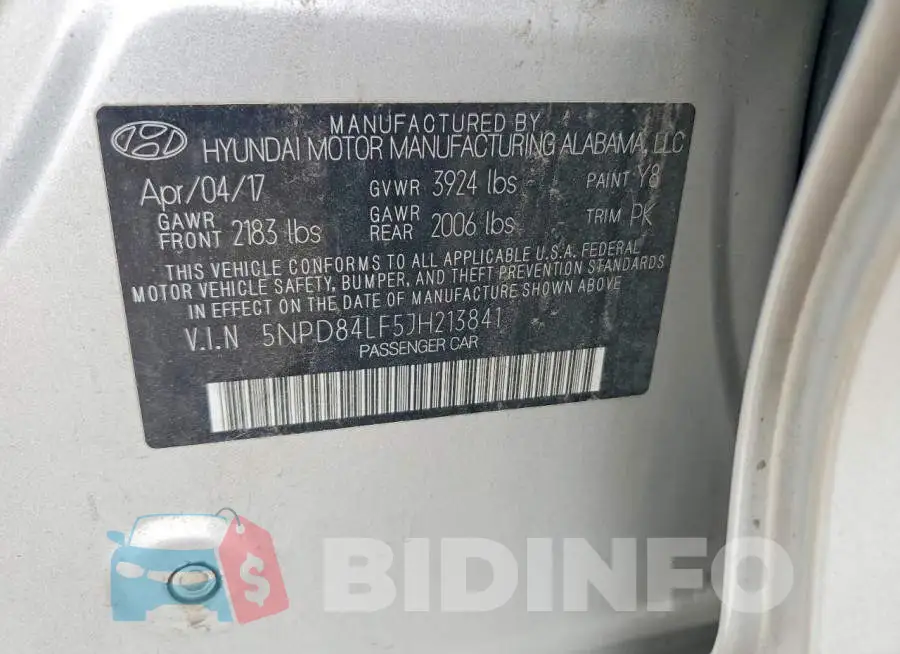 5NPD84LF5JH213841 Photo# 12