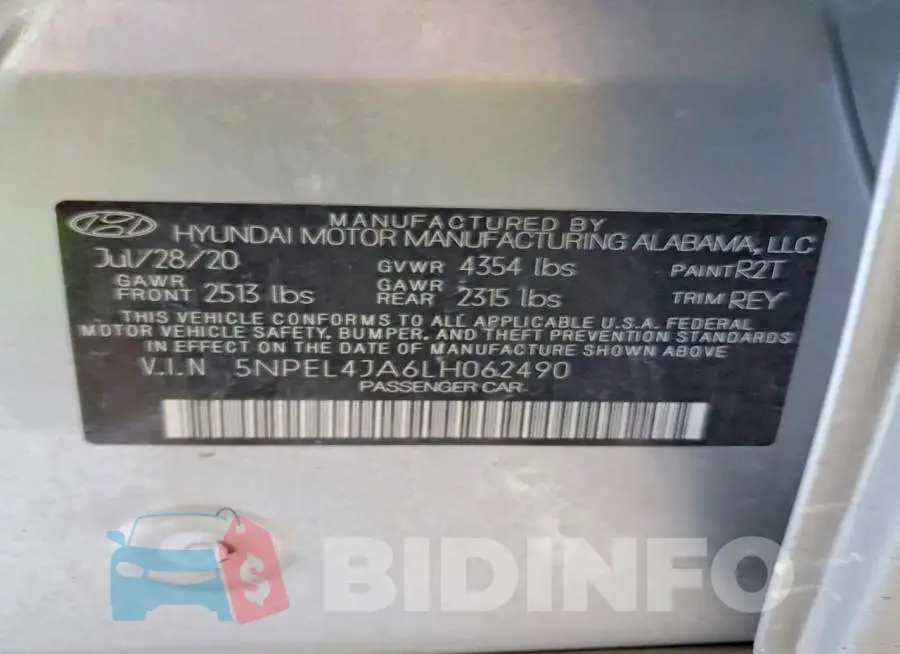 5NPEL4JA6LH062490 Photo# 12