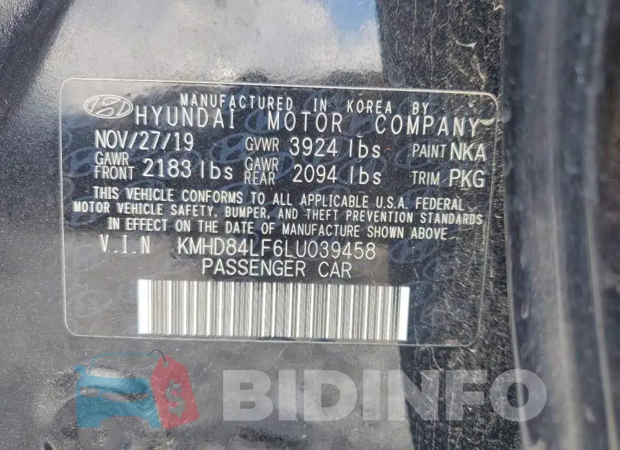 KMHD84LF6LU039458 Photo# 12