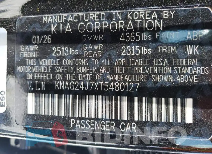 KNAG24J7XT5480127 Photo# 13