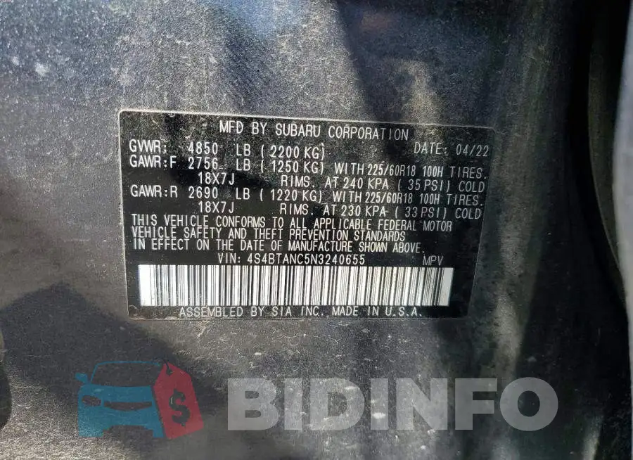 4S4BTANC5N3240655 Photo# 12