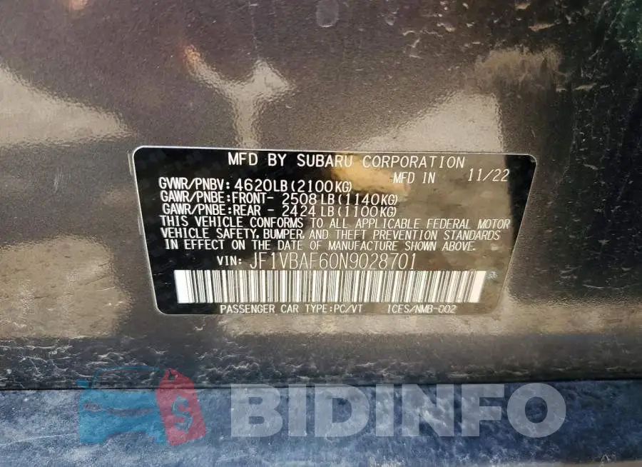 JF1VBAF60N9028701 Photo# 12