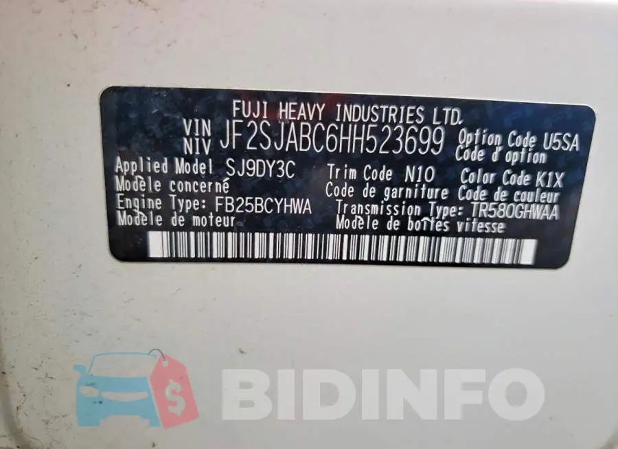 JF2SJABC6HH523699 Photo# 13