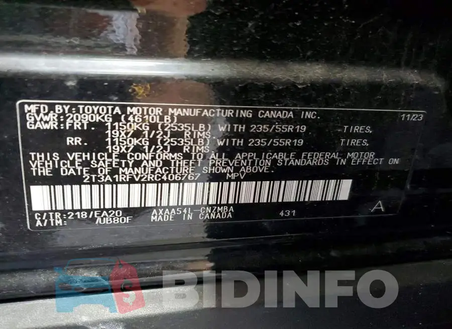 2T3A1RFV2RC406767 Photo# 13
