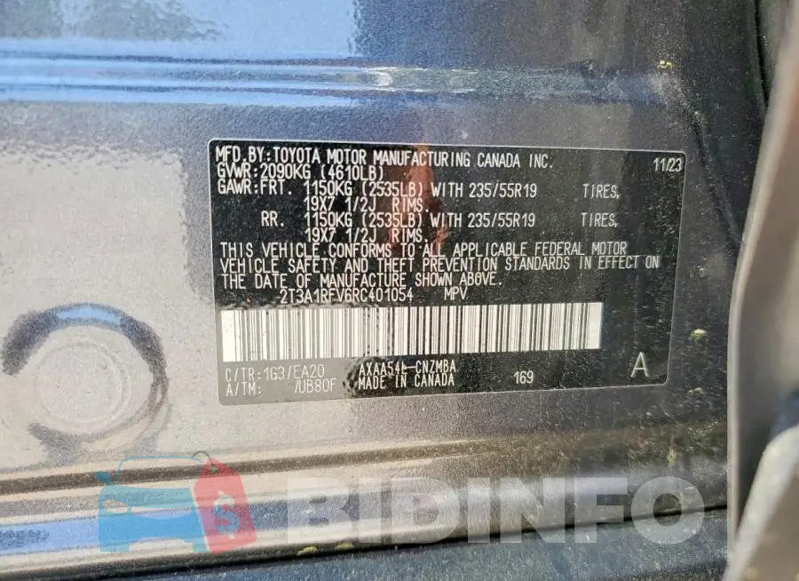 2T3A1RFV6RC401054 Photo# 14