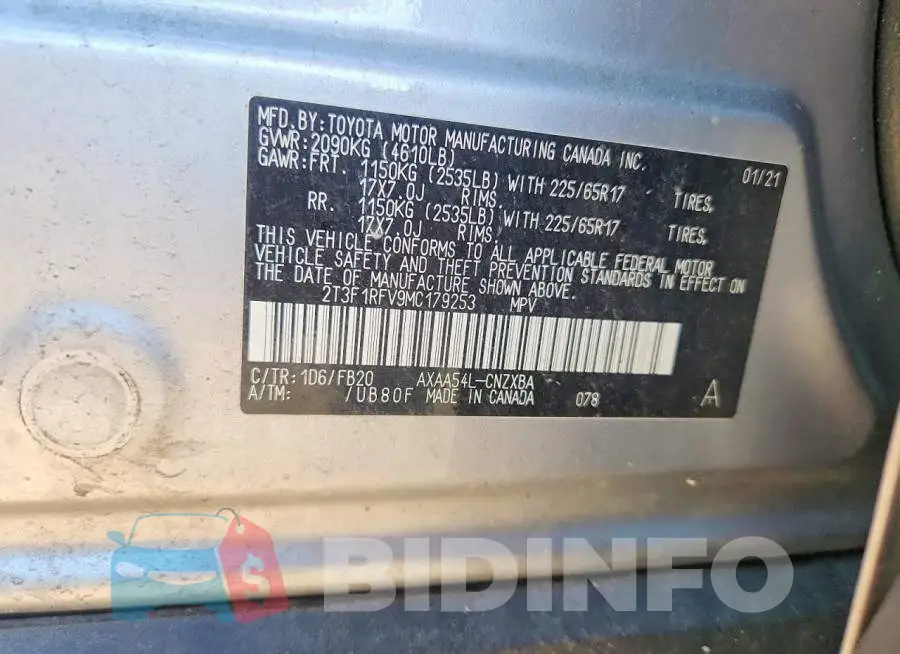 2T3F1RFV9MC179253 Photo# 13