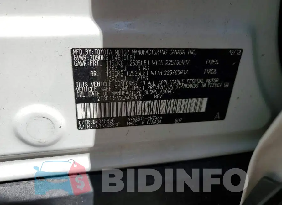 2T3F1RFVXLW093897 Photo# 13