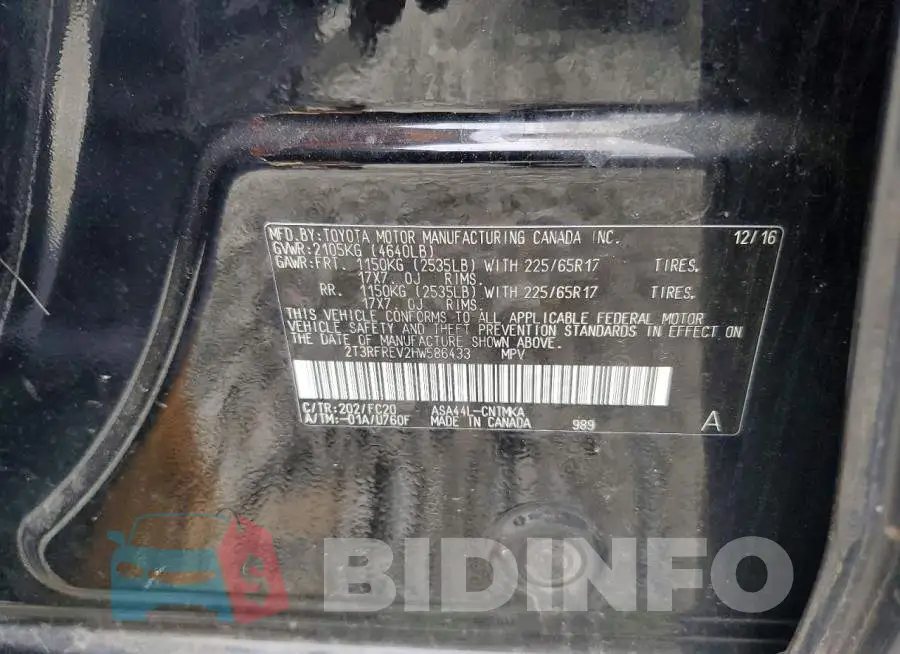 2T3RFREV2HW586433 Photo# 13