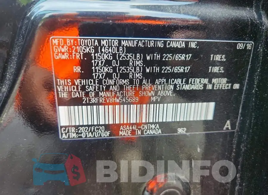2T3RFREV8HW545689 Photo# 13