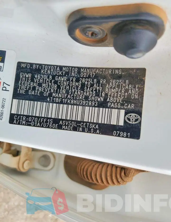 4T1BF1FK8HU392893 Photo# 12
