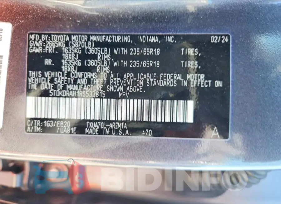 5TDKDRAH1RS533815 Photo# 12
