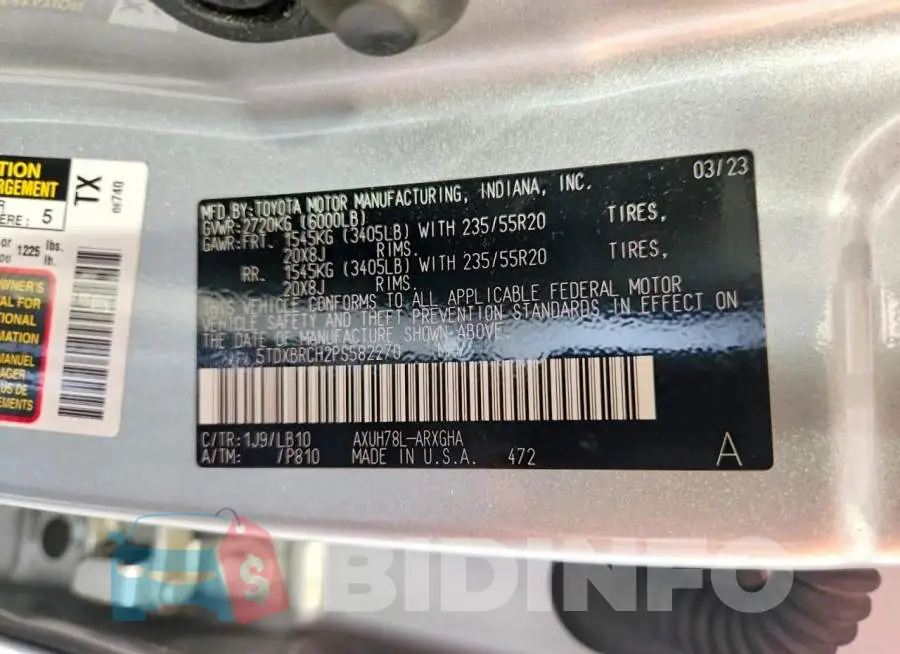 5TDXBRCH2PS582270 Photo# 13