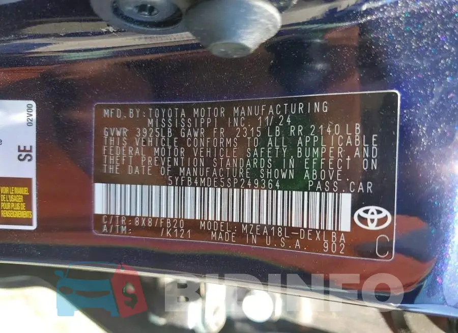 5YFB4MDE5SP249364 Photo# 12