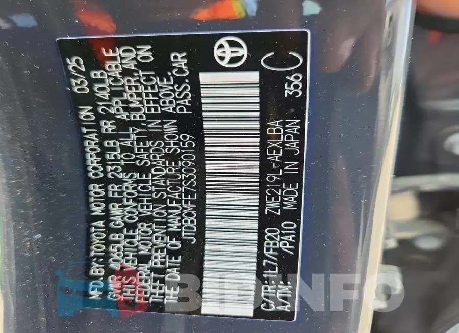 JTDBCMFE7S3090159 Photo# 12
