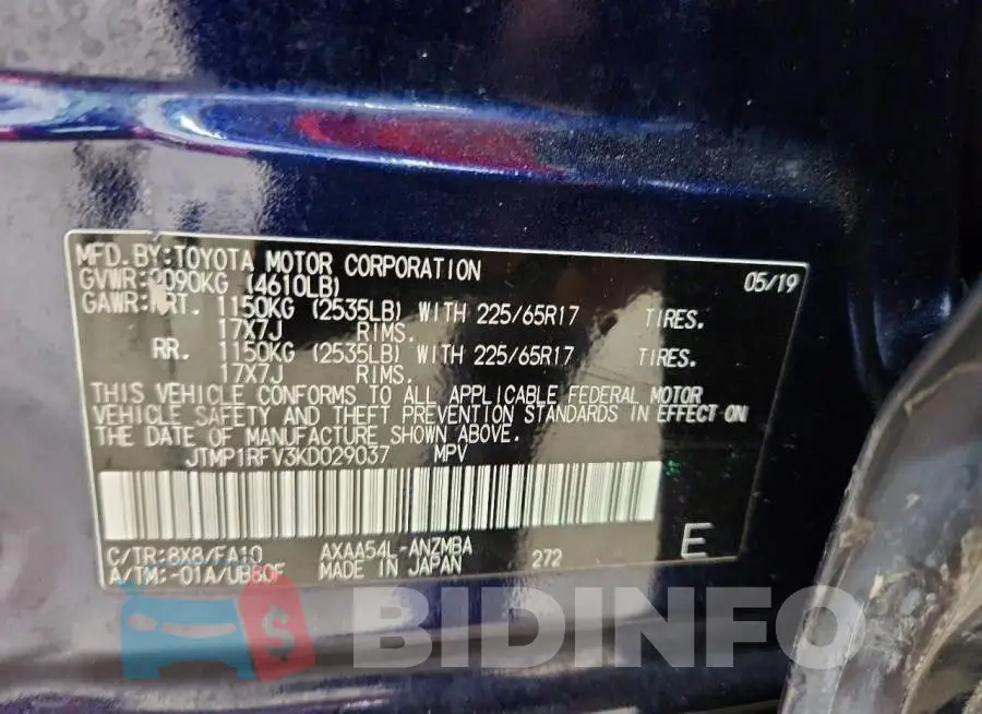 JTMP1RFV3KD029037 Photo# 14