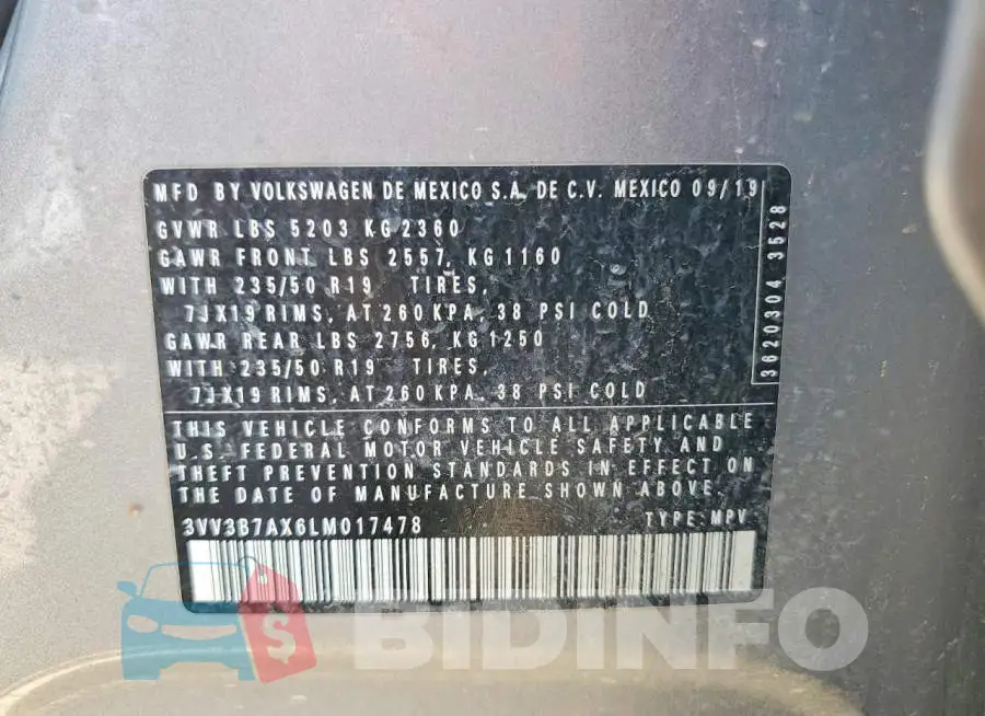 3VV3B7AX6LM017478 Photo# 12