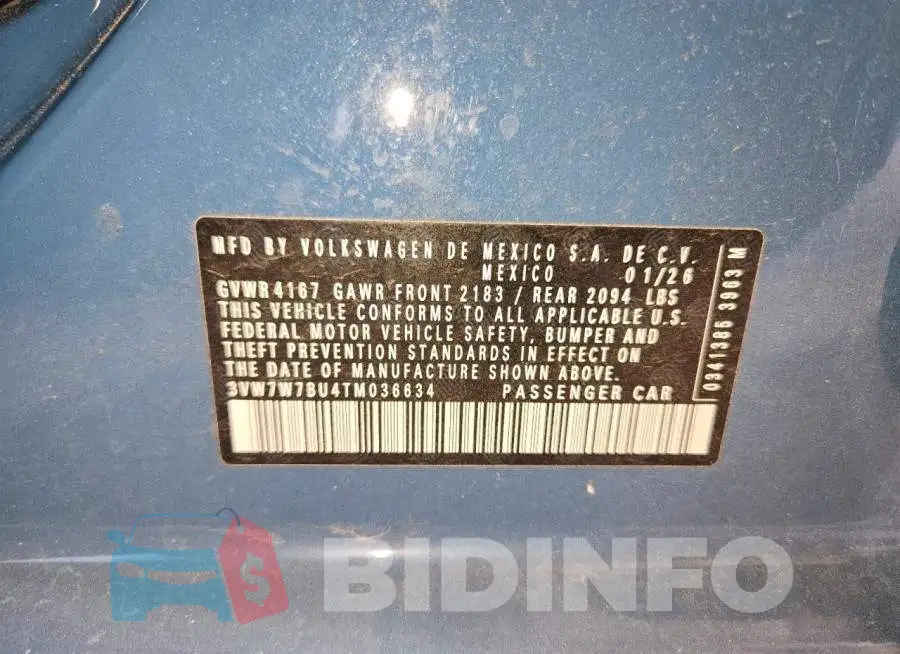 3VW7W7BU4TM036634 Photo# 12
