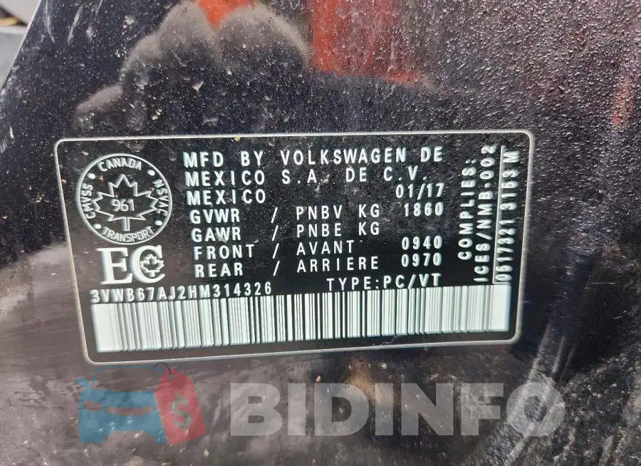 3VWB67AJ2HM314326 Photo# 12