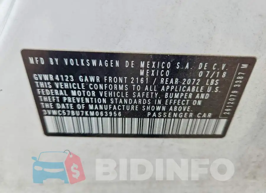 3VWC57BU7KM063956 Photo# 13