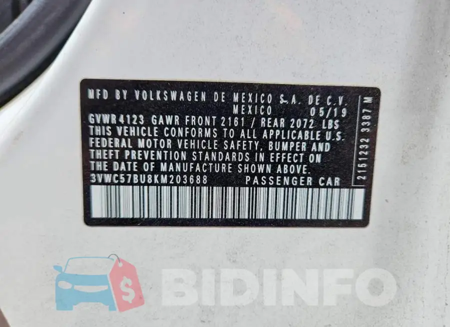 3VWC57BU8KM203688 Photo# 12