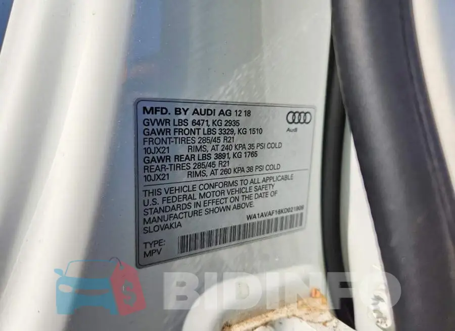 WA1AVAF16KD021808 Photo# 13