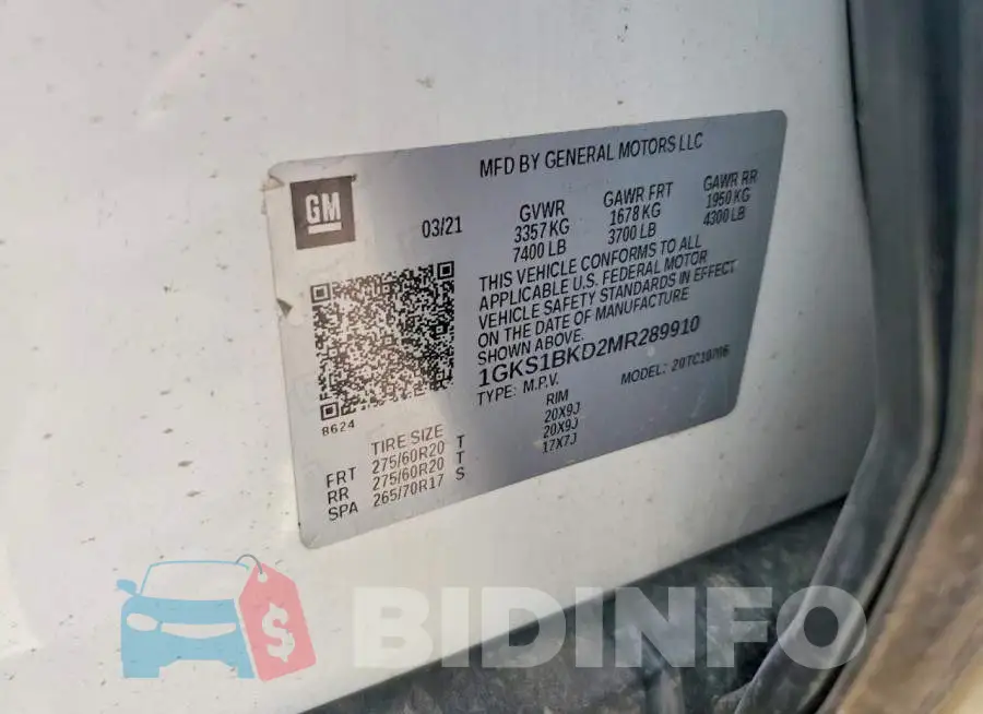 1GKS1BKD2MR289910 Photo# 13