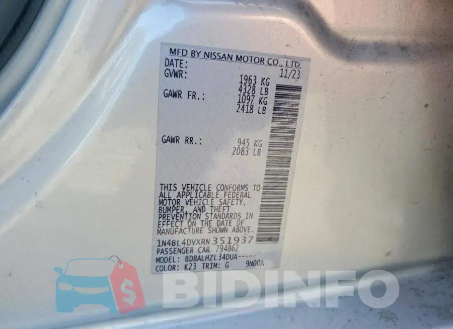 1N4BL4DVXRN351937 Photo# 12