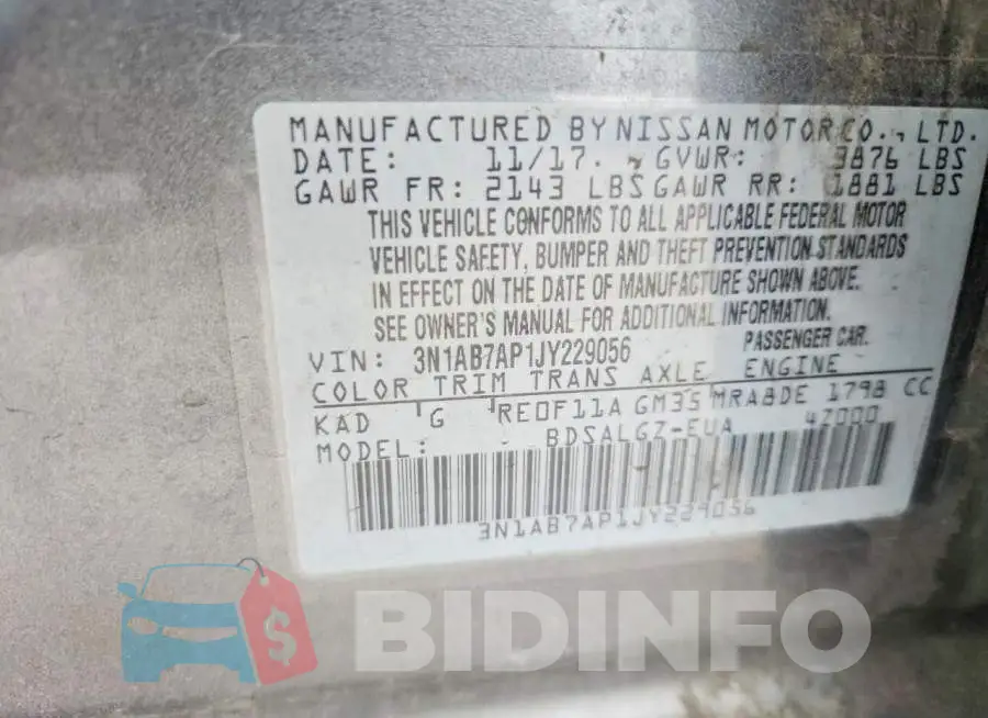 3N1AB7AP1JY229056 Photo# 12