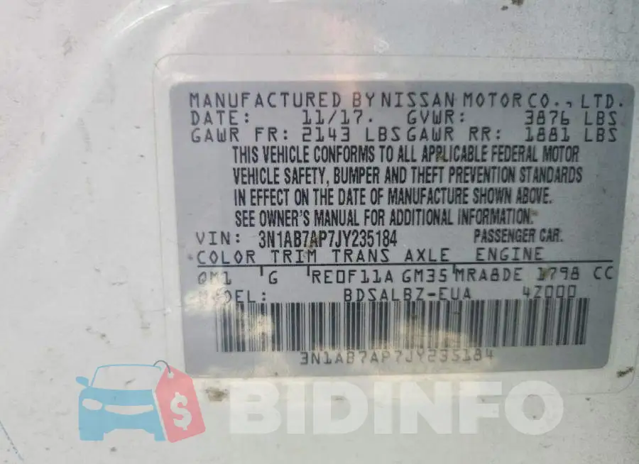 3N1AB7AP7JY235184 Photo# 12
