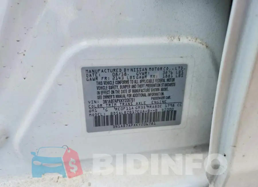 3N1AB7APXKY206781 Photo# 13