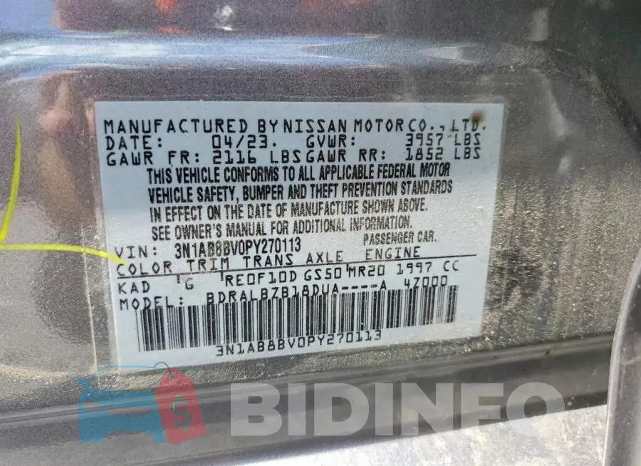 3N1AB8BV0PY270113 Photo# 12