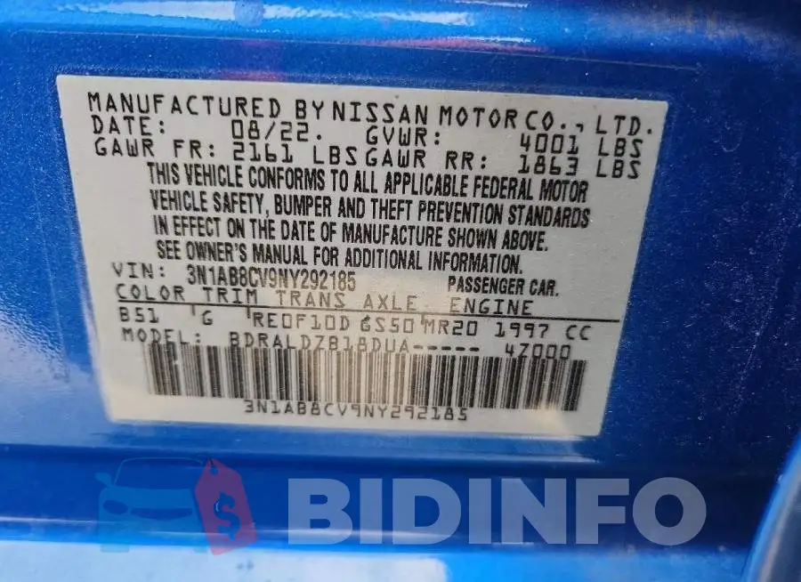 3N1AB8CV9NY292185 Photo# 12