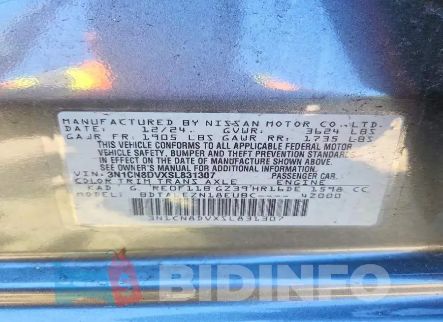 3N1CN8DVXSL831307 Photo# 12