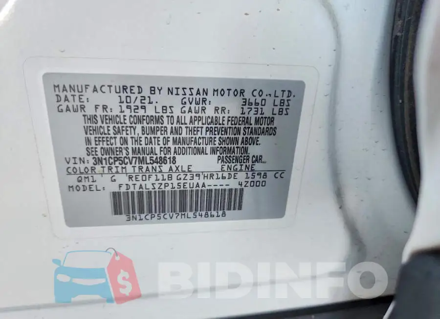 3N1CP5CV7ML548618 Photo# 13