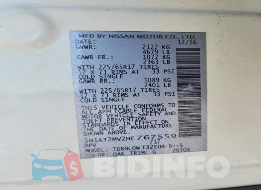 5N1AT2MV2HC767559 Photo# 13
