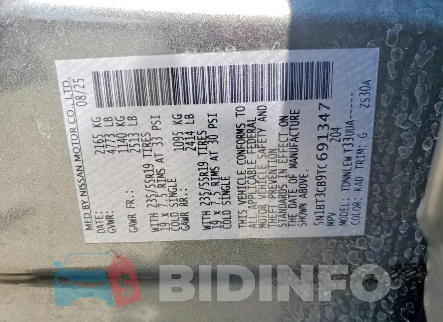 5N1BT3CB9TC691347 Photo# 13