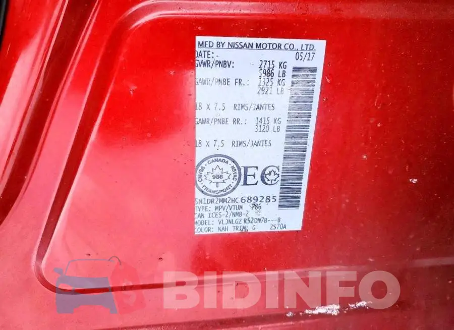 5N1DR2MM2HC689285 Photo# 13