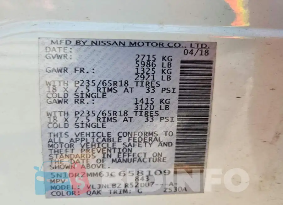 5N1DR2MM6JC658109 Photo# 13