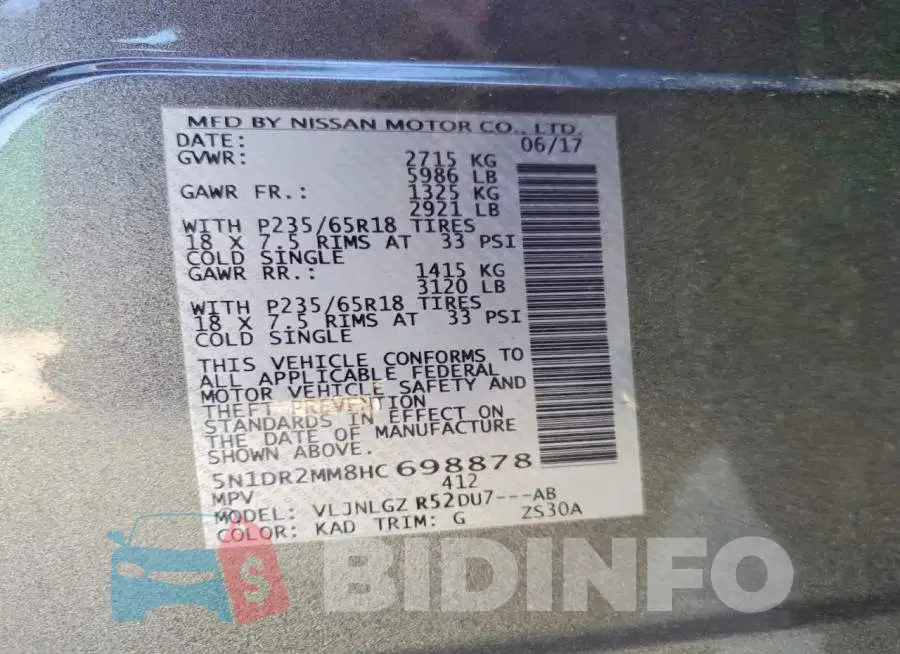 5N1DR2MM8HC698878 Photo# 14