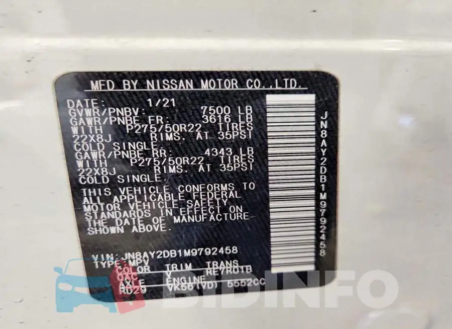 JN8AY2DB1M9792458 Photo# 13