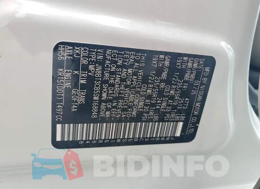 JN8BT3CB5SW168848 Photo# 13
