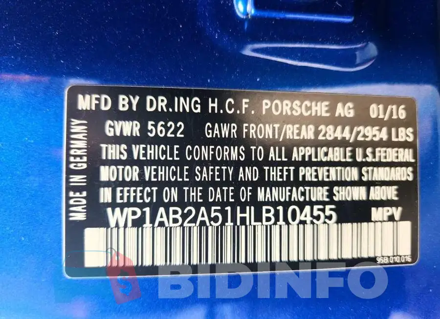 WP1AB2A51HLB10455 Photo# 13