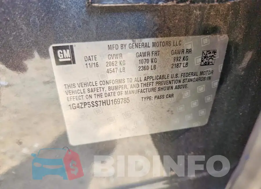 1G4ZP5SS7HU169785 Photo# 13