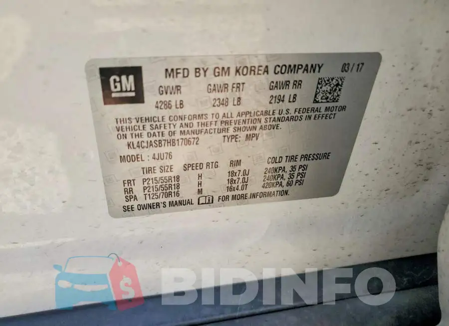 KL4CJASB7HB170672 Photo# 13