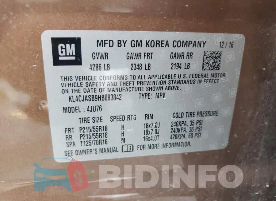 KL4CJASB9HB083842 Photo# 12